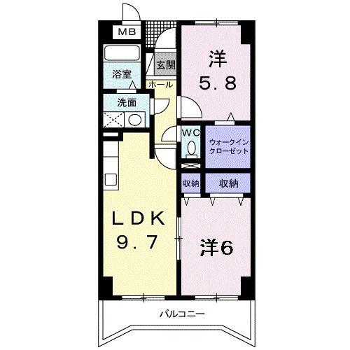 レジデンス・鏡(2LDK/2階)の間取り写真
