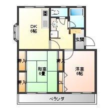 ブラウニーうえまつ(2DK/2階)の間取り写真
