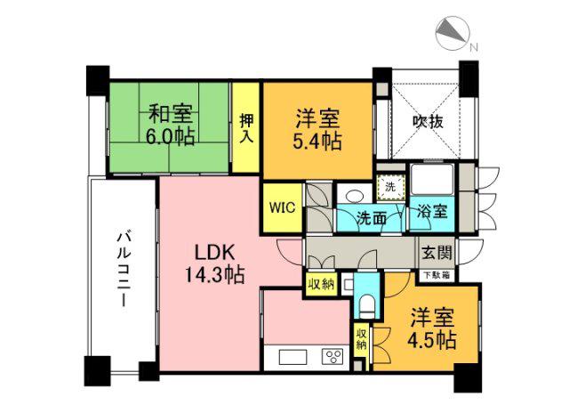 パーク・ハイム牛田公園壱番館(3LDK/2階)の間取り写真