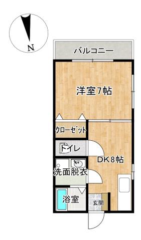 ベルメゾン大野II(1DK/3階)の間取り写真