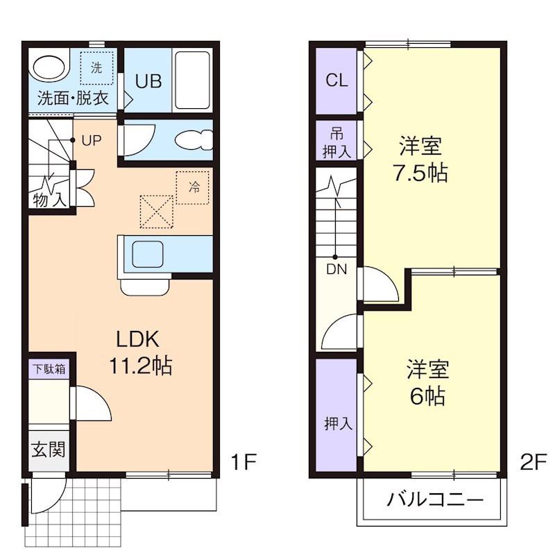 フォーシーズン玉里 B(2LDK/1階)の間取り写真