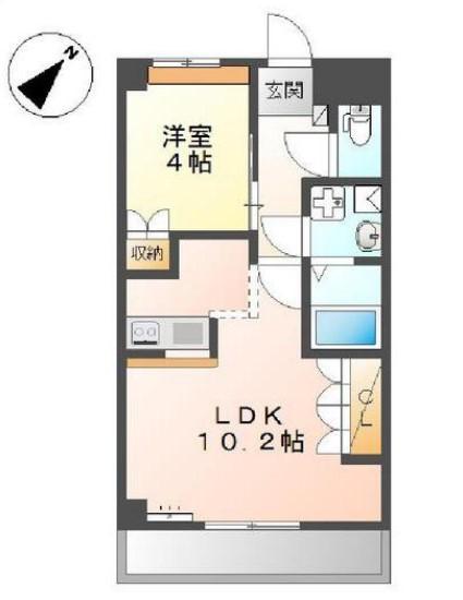 日向セントラルコート(1LDK/2階)の間取り写真