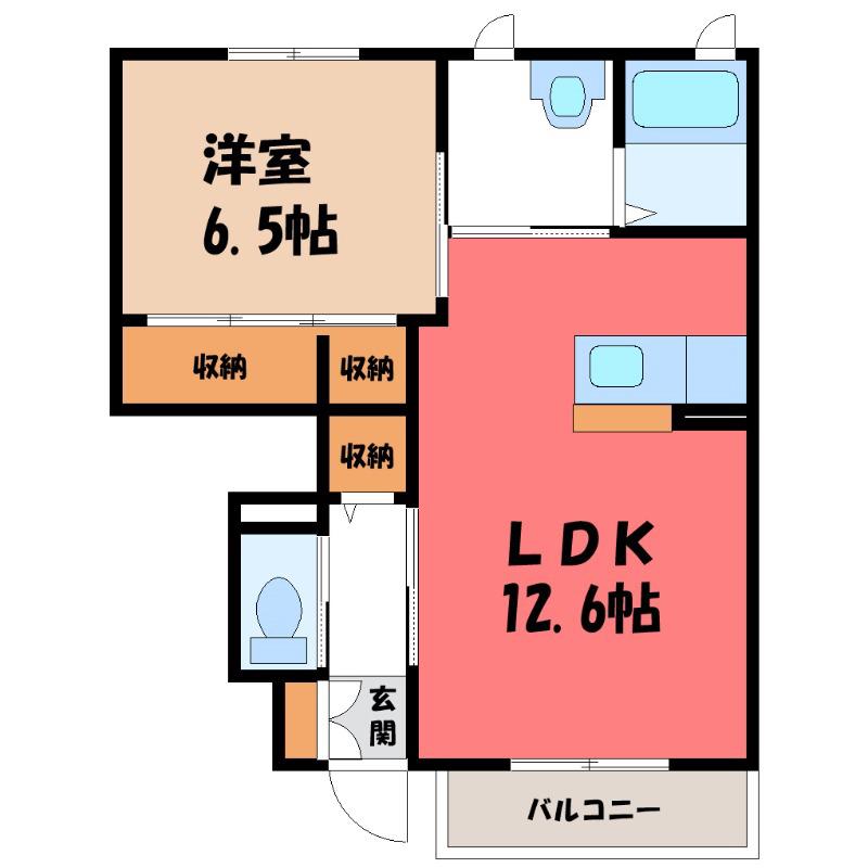 クオーレル ケイ(1LDK/1階)の間取り写真