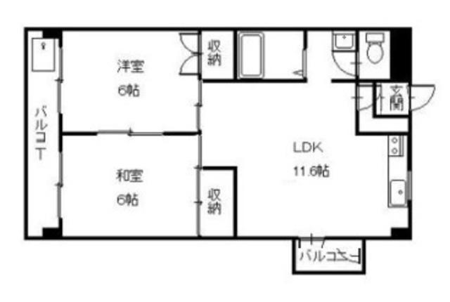 サンハイツ菊鈴(2LDK/4階)の間取り写真