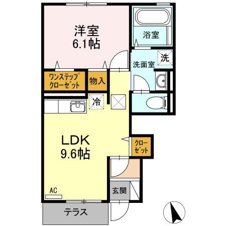 カーサデバンブー(1LDK/1階)の間取り写真