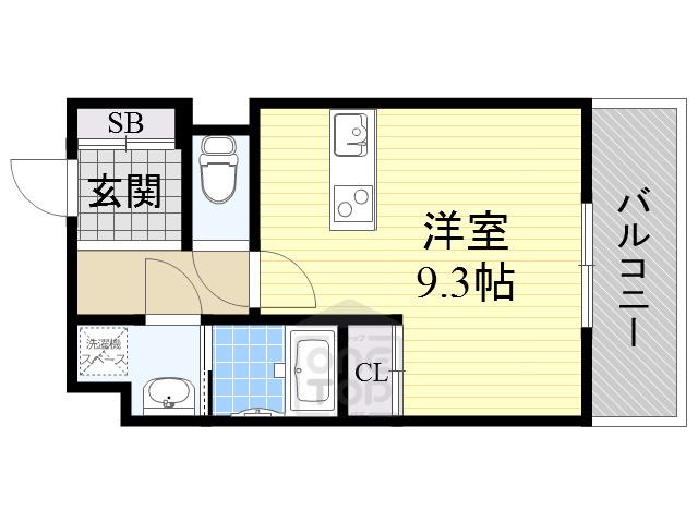 パロス茨木中穂積(ワンルーム/2階)の間取り写真