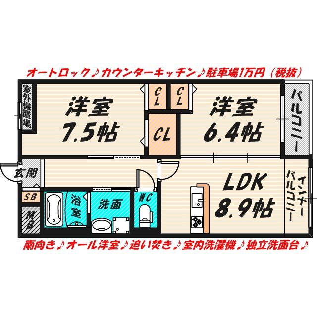 シャトレー(2LDK/1階)の間取り写真