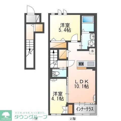 ウォーターミル十一番館(2LDK/2階)の間取り写真