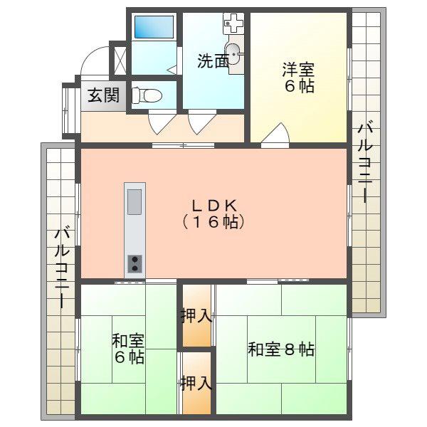 フローラII(3LDK/2階)の間取り写真
