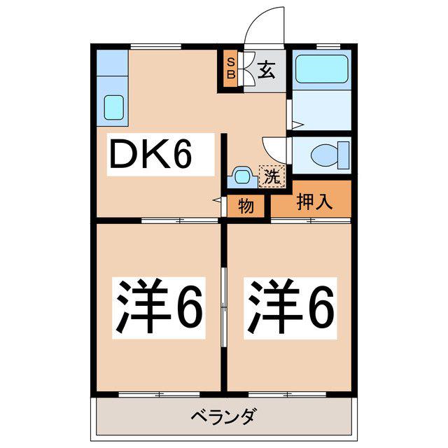 サンシティーK&A II(2DK/1階)の間取り写真