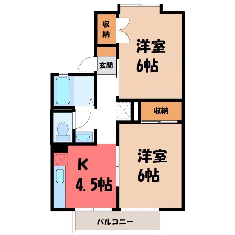 マロニエ5番館(2K/2階)の間取り写真