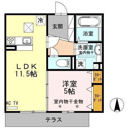 アンソレイエ(1LDK/1階)の間取り写真