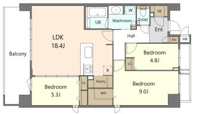 S-RESIDENCE百道AUREATE(3LDK/4階)の間取り写真