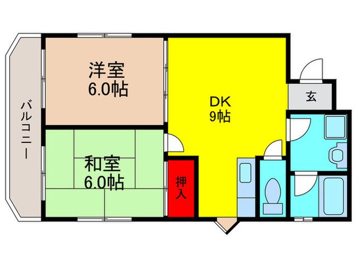 マンション太田(2DK/1階)の間取り写真