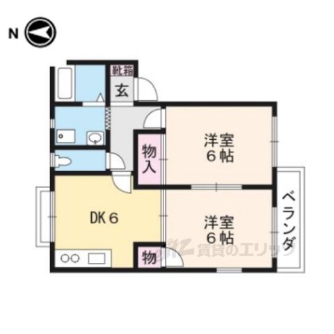 ウインクル(2DK/1階)の間取り写真
