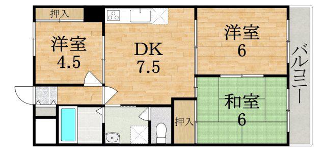 Iマンション真菅(2LDK/3階)の間取り写真