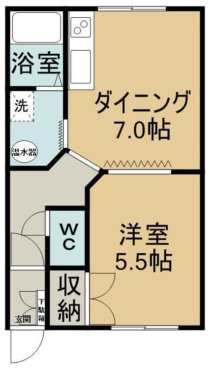 潮見中央ハイツE棟(1DK/1階)の間取り写真