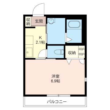 稲付根古家M(1K/1階)の間取り写真
