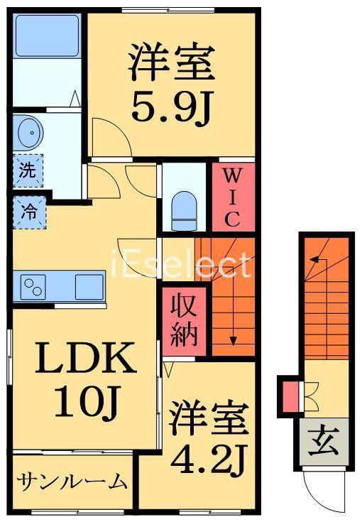 ソル・ルーベル(2LDK/2階)の間取り写真