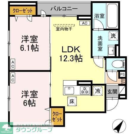 D-ROOM豊田(2LDK/2階)の間取り写真
