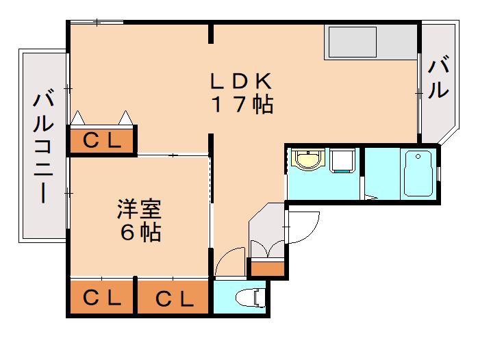 スカイヒルズ上の原(1LDK/2階)の間取り写真
