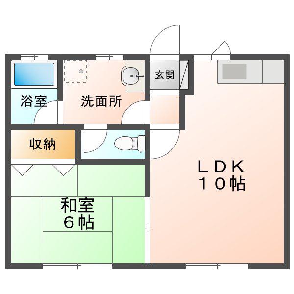 メゾン・コムシェヴ(1LDK/2階)の間取り写真