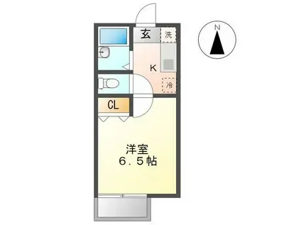 プログレス8(1K/1階)の間取り写真
