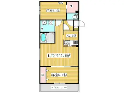 アートヒルコトニ(2LDK/4階)の間取り写真