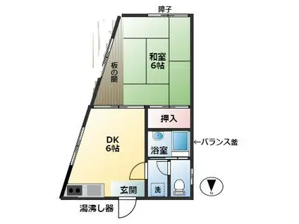 広野ビル(1DK/3階)の間取り写真