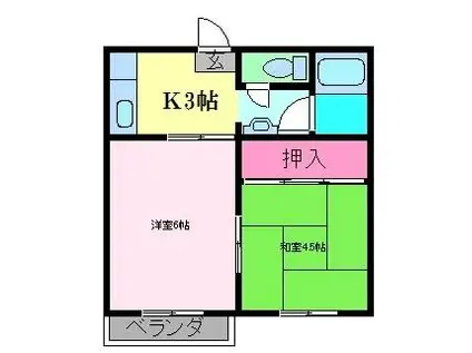 パナハイツ常磐(2K/2階)の間取り写真