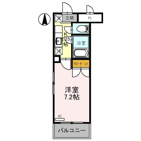 スカイハイム花園(1K/2階)の間取り写真