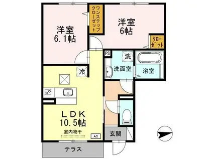 エスポアール フジタ(2LDK/1階)の間取り写真