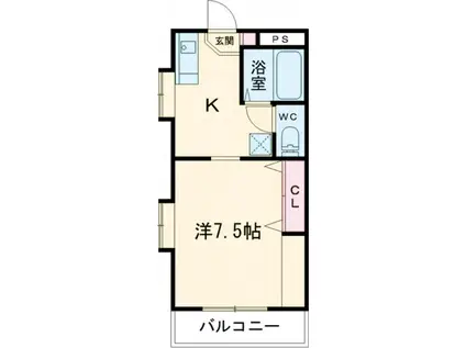 ニューエスト石丸II(1K/1階)の間取り写真