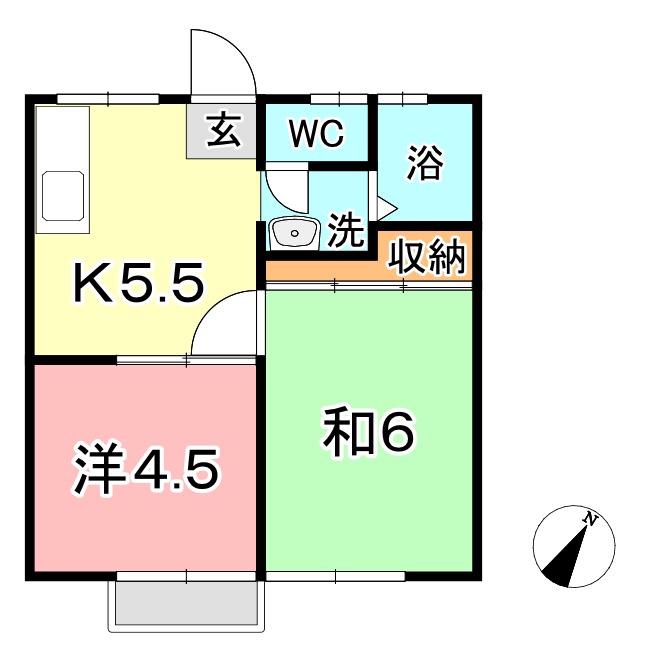 ハイライフ雅(2K/2階)の間取り写真