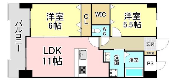 VERDE大手町(2LDK/7階)の間取り写真