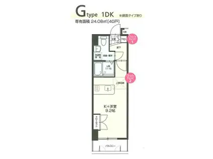 クラブオリエント NO.70 ハーバーサウスタワー(1DK/19階)の間取り写真