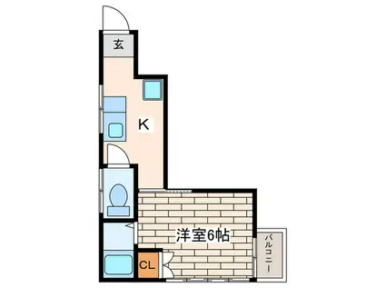 野木アパート(1K/2階)の間取り写真