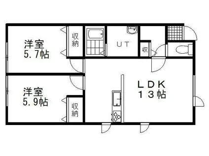 ビバハイツ(2LDK/2階)の間取り写真