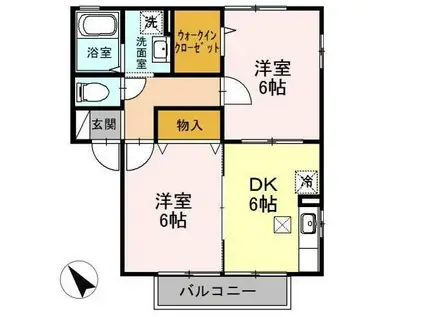 リヴィエールTOKI(2DK/1階)の間取り写真