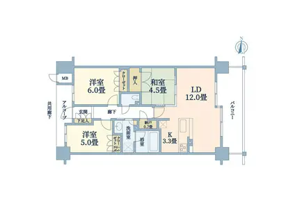 ブランズ西宮北口(3LDK/9階)の間取り写真