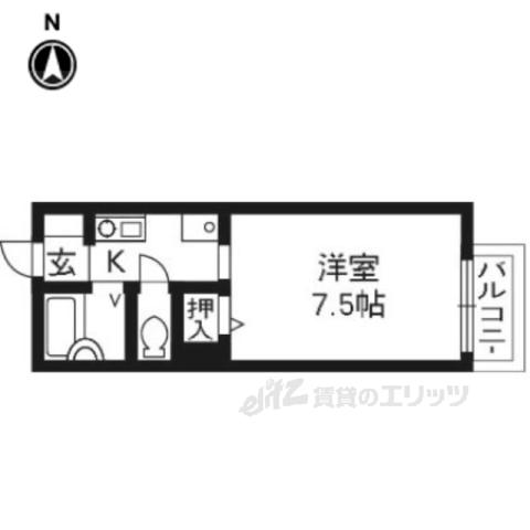 パルティール N棟(1K/1階)の間取り写真