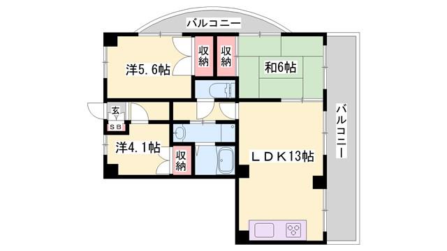 珈琲館ビル(3LDK/4階)の間取り写真