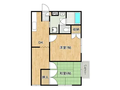 ビューシティアパート(2DK/1階)の間取り写真