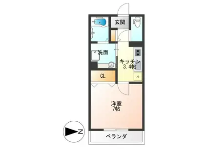 ディアコート五日町(1K/1階)の間取り写真