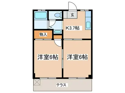 フジハイム(2K/1階)の間取り写真