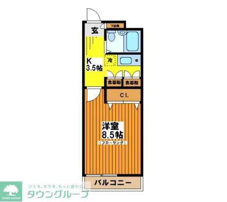 ウェル明大前(1K/3階)の間取り写真