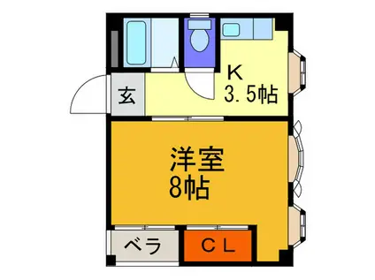 ドミール中本(1K/5階)の間取り写真