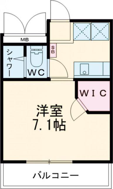 ドムール佐保川(1K/1階)の間取り写真