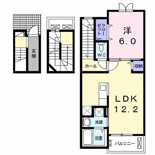 メゾンジャストB(1LDK/3階)の間取り写真
