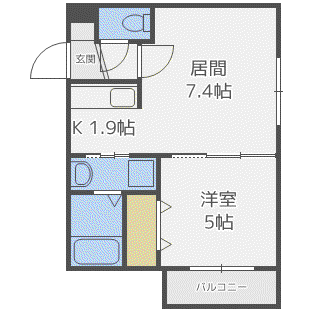 地下鉄東西線 二十四軒駅 徒歩7分 4階建 築8年(1LDK/2階)の間取り写真